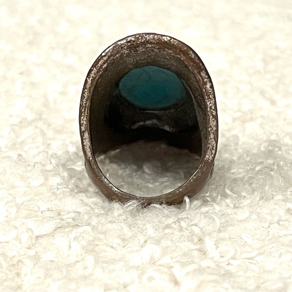 vintage boho engraved silver ring with turquoise stone - Picture 8 of 15